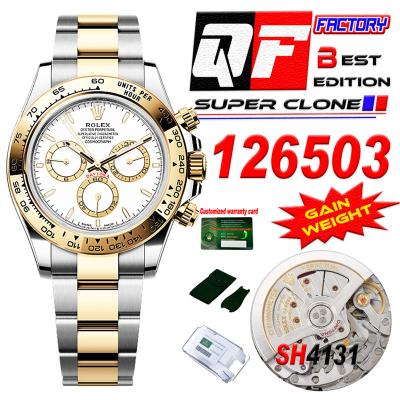 Daytona 126503 SH4131 Automatic Chronograph Mens Watch Best Edition QF V6 YG White Dial 904L SS Bracelet (Gain Weight)