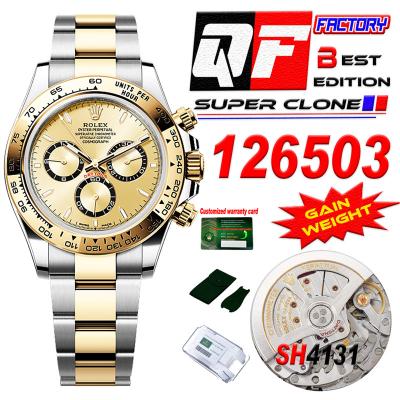 Daytona 126503 SH4131 Automatic Chronograph Mens Watch Best Edition QF V6 YG Gold Dial 904L SS Bracelet (Gain Weight)