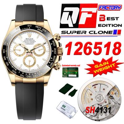 Daytona 126518 SH4131 Automatic Chronograph Mens Watch Best Edition QF V6 YG White Dial Oysterflex Strap (Gain Weight)