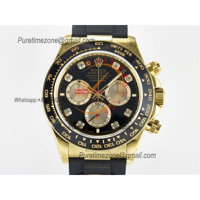 Daytona 126518 SH4131 Automatic Chronograph Mens Watch Best Edition QF V6 YG Black Dial Oysterflex Strap (Gain Weight)