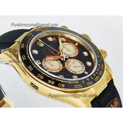 Daytona 126518 SH4131 Automatic Chronograph Mens Watch Best Edition QF V6 YG Black Dial Oysterflex Strap (Gain Weight)