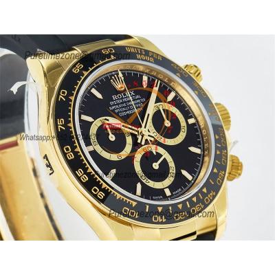 Daytona 126518 SH4131 Automatic Chronograph Mens Watch Best Edition QF V6 YG Black Dial Oysterflex Strap (Gain Weight)