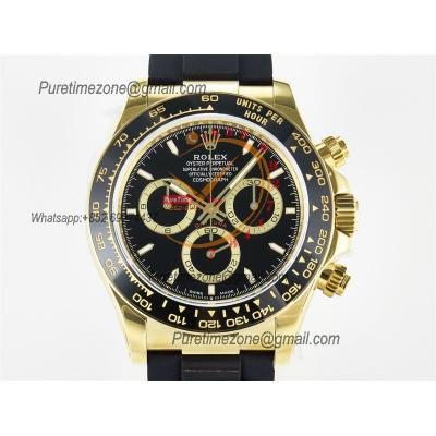 Daytona 126518 SH4131 Automatic Chronograph Mens Watch Best Edition QF V6 YG Black Dial Oysterflex Strap (Gain Weight)