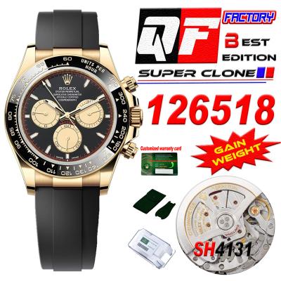 Daytona 126518 SH4131 Automatic Chronograph Mens Watch Best Edition QF V6 YG Black Dial Oysterflex Strap (Gain Weight)