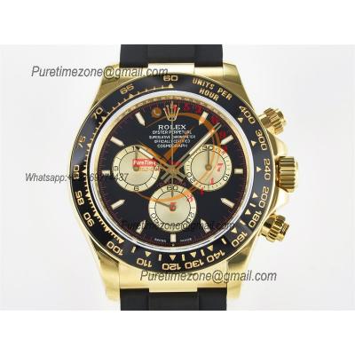 Daytona 126518 SH4131 Automatic Chronograph Mens Watch Best Edition QF V6 YG Black Dial Oysterflex Strap (Gain Weight)