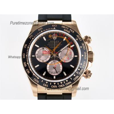 Daytona 126515 SH4131 Automatic Chronograph Mens Watch Best Edition QF V6 RG Black Dial Oysterflex Strap (Gain Weight)