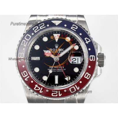 GMT Master II 126720 Pepsi VR3285 Automatic Mens Watch Best Edition QF V3 Black Dial 904L Oyster Steel Bracelet CHS