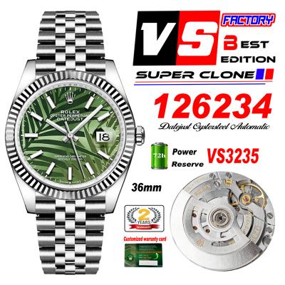 DateJust 36 126234 VS3235 Automatic Mens Watch 904L SS VSF 1:1 Best Edition Green Stick Dial on Jubilee Bracelet CHS