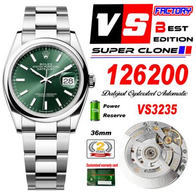 DateJust 36 126200 VS3235 Automatic Mens Watch 904L SS VSF 1:1 Best Edition Green Dial on Jubilee Bracelet CHS