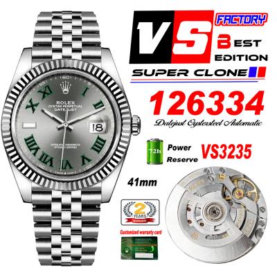 DateJust 41 126334 VS3235 Automatic Mens Watch 904L SS VSF 1:1 Best Edition Gray Dial on Jubilee Bracelet CHS