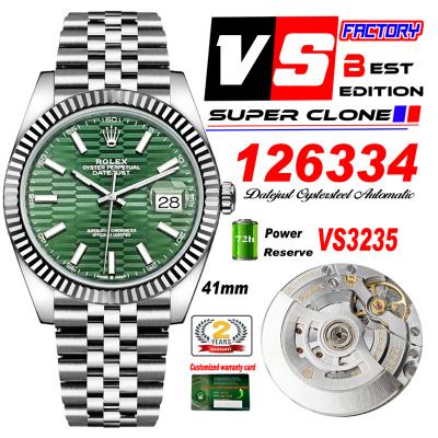 DateJust 41 126334 VS3235 Automatic Mens Watch 904L SS VSF 1:1 Best Edition Green Dial on Jubilee Bracelet CHS