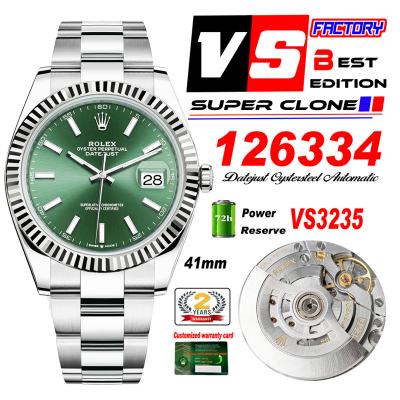 DateJust 41 126334 VS3235 Automatic Mens Watch 904L SS VSF 1:1 Best Edition Green Dial on Oyster Bracelet CHS