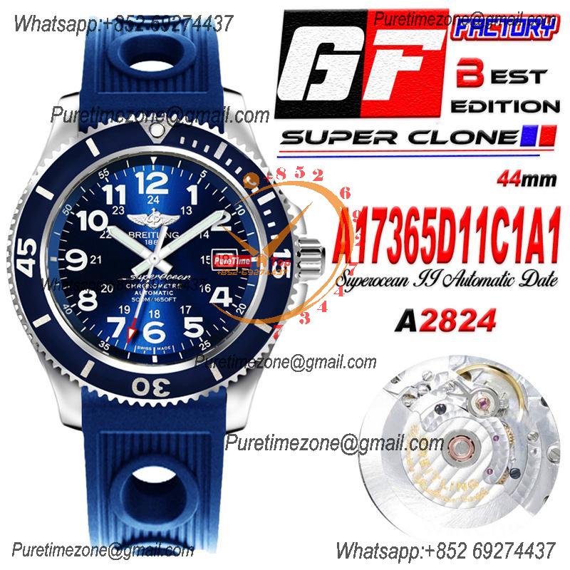 Superocean II 44 A17365D11C1A1  A2824 Automatic Mens Watch Best Edition GF Blue Dial Rubber Strap CHS