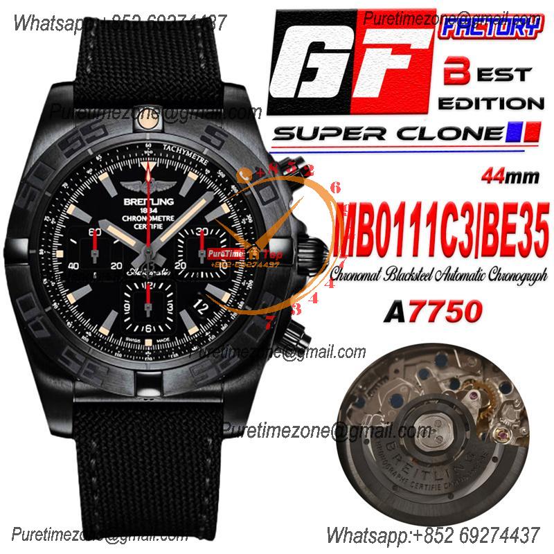 Chronomat 44 Blacksteel 44 Special Edition A7750 Automatic Chronograph Mens Watch Best Edition GF DLC Black Dial Rubber