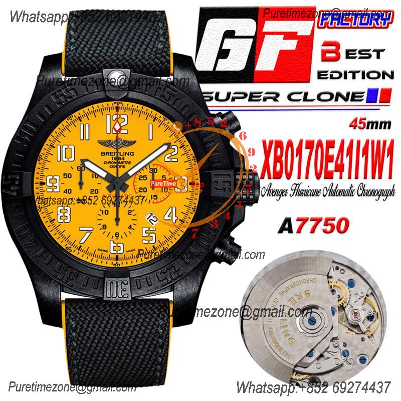 Avenger Hurricane-12H XB0170E41I1W1 A7750 Automatic Chronograph Mens Watch Best Edition GF Yellow Dial Leather Strap CHS