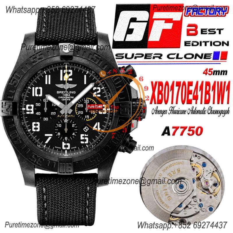 Avenger Hurricane-12H XB0170E41B1W1 A7750 Automatic Chronograph Mens Watch Best Edition GF Black Dial Nylon Strap CHS