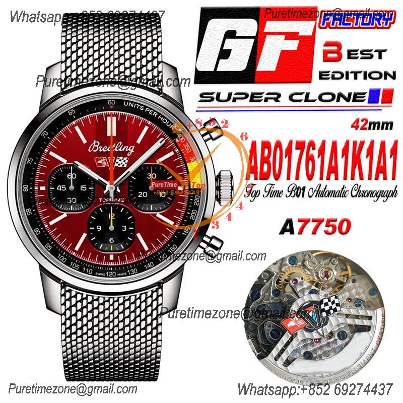 Premier Top Time B01 Chevrolet Corvette AB01761A1K1A1 A7750 Automatic Chronograph Mens Watch Best Edition GF Red Dial