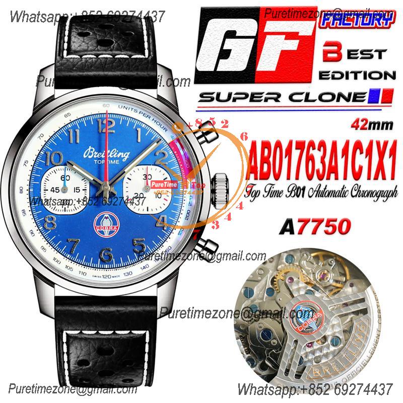 Premier Top Time B01 AB01763A1C1X1 A7750 Automatic Chronograph Mens Watch Best Edition GF Blue Dial Leather Strap CHS