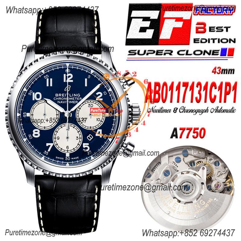 Navitimer 8 AB0117131C1P1 A7750 Automatic Chronograph Mens Watch Best Edition GF 43mm Blue Dial Leather CHS