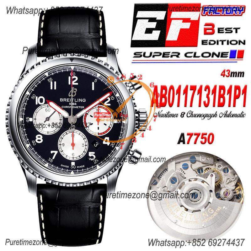 Navitimer 8 AB0117131B1P1  A7750 Automatic Chronograph Mens Watch Best Edition GF 43mm Black Dial Leather CHS