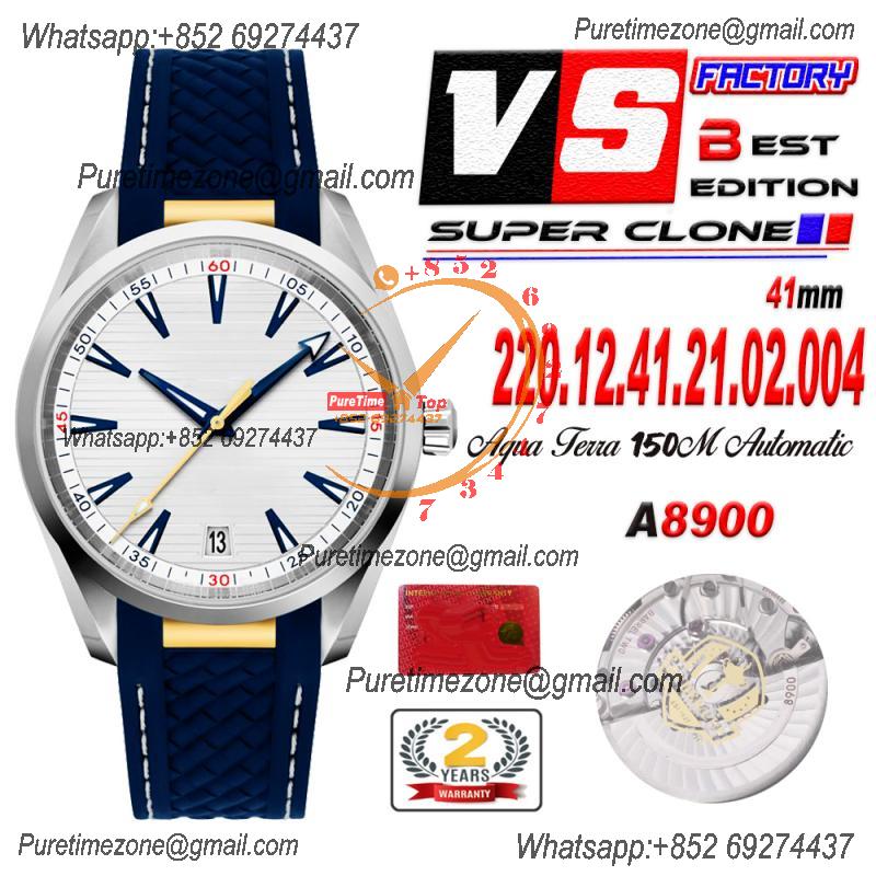 Aqua  Terra Master Ryder Cup Edition A8900 Automatic Mens Watch Best Edition VSF White Textured Dial Blue Rubber CHS