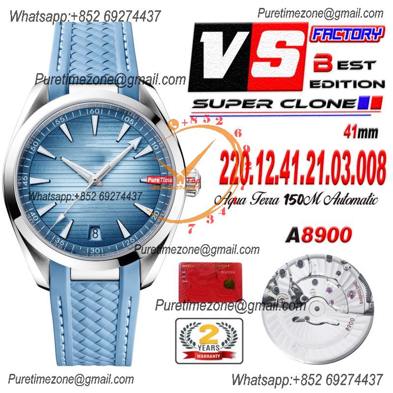 Aqua Terra 150M A8900 Automatic Mens Watch Best Edition VSF Summer Blue Dial Rubber CHS 220.12.41.21.03.008