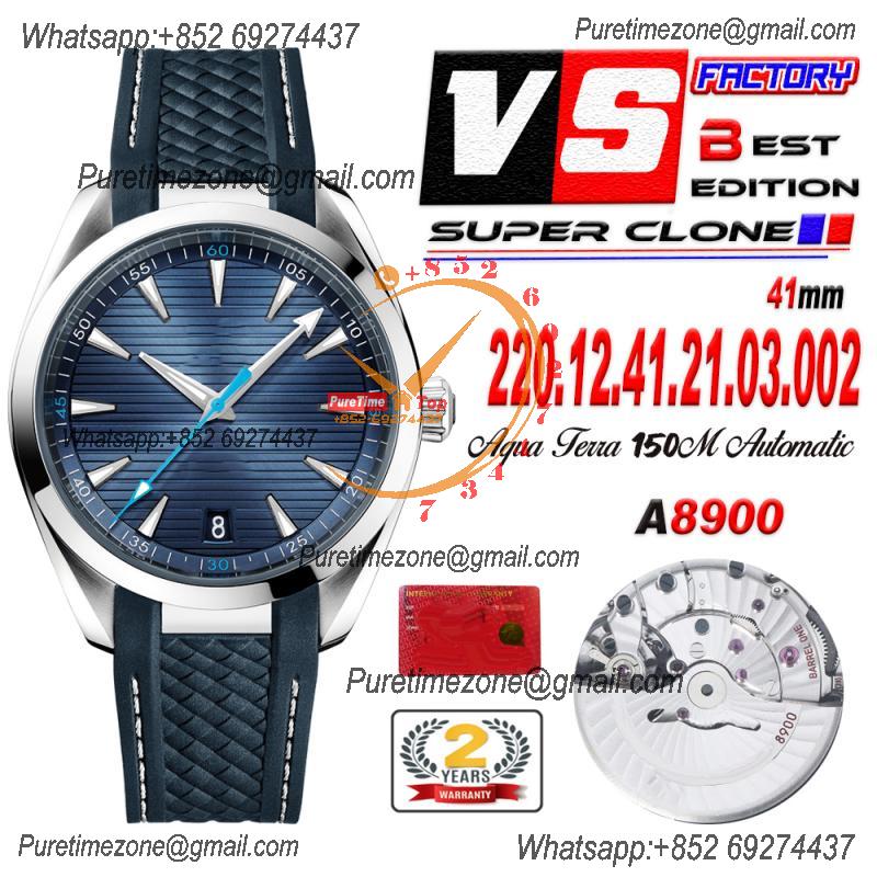 Aqua Terra 150M A8900 Automatic Mens Watch Best Edition VSF Blue Textured Dial Rubber CHS 220.12.41.21.03.002