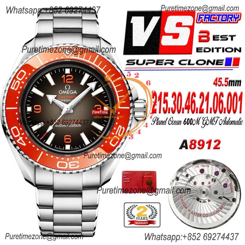 Seamaster 6000M Ultra Deep SS A8912  Automatic Mens Watch VSF 1:1 Best Edition Brown Dial Orange Bezel SS Bracelet CHS