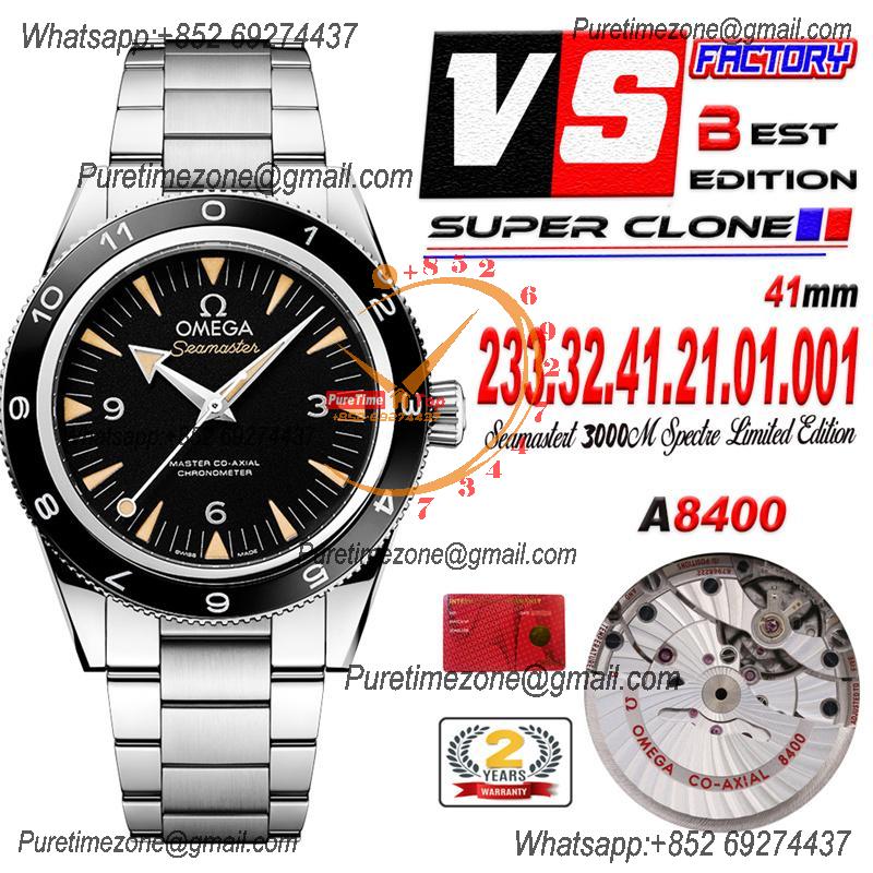 Seamaster 300 Heritage A8912 Autoamtic Mens Watches Spectre Limited Edition VSF Best Ediiton Black Dial SS Bracelet CHS