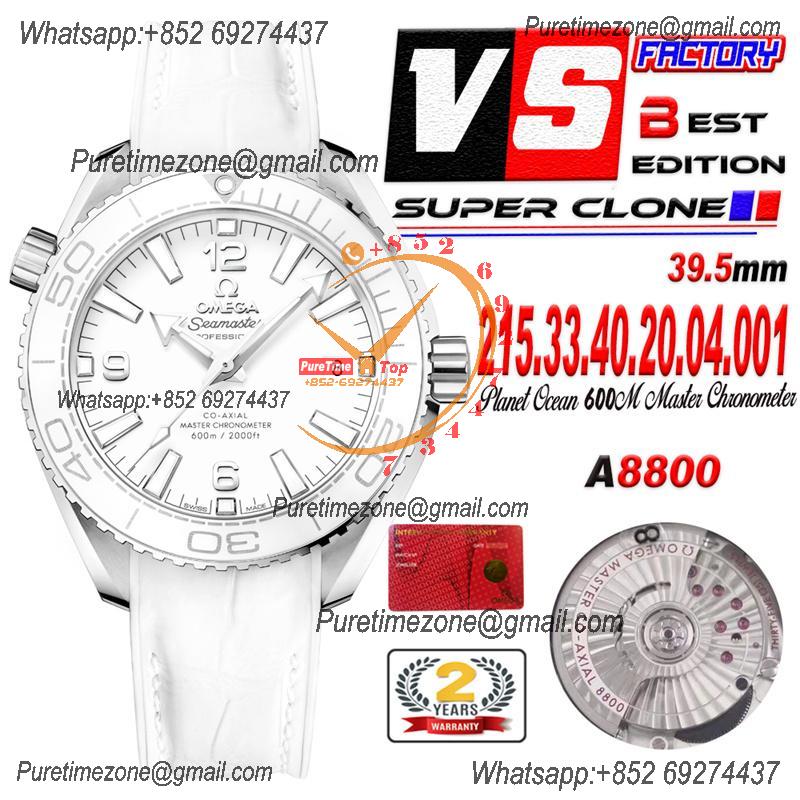 Planet Ocean 39.5mm SS A8900 Automatic Womens Watch VSF Best Ediiton White Dial Rubber Ladies 215.33.40.20.04.001