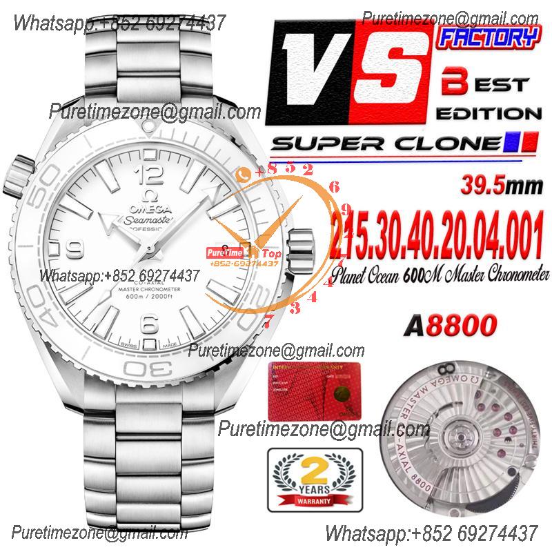 Planet Ocean 39.5mm A8900 Automatic Womens Watch VSF Best Ediiton White Dial SS Bracelet Ladies 215.30.40.20.04.001