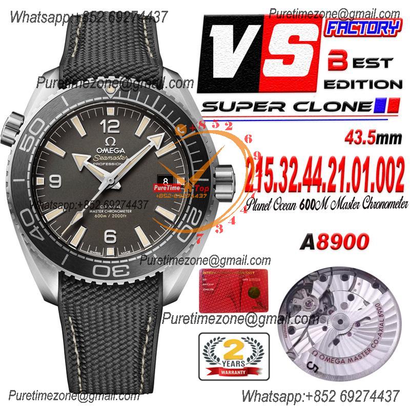 Planet Ocean 43.5mm A8900 Automatic Mens Watch VSF Best Ediiton Gray Dial Black Rubber CHS 215.32.44.21.01.002