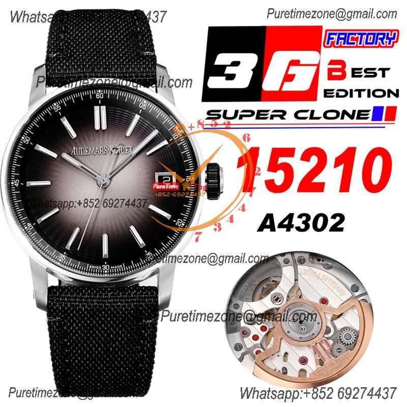 Code 11.59 15210 A4302 Automatic Mens Watch 3GF Best Edition 41mm SS Black Gray Dial Nylon Leather CHS