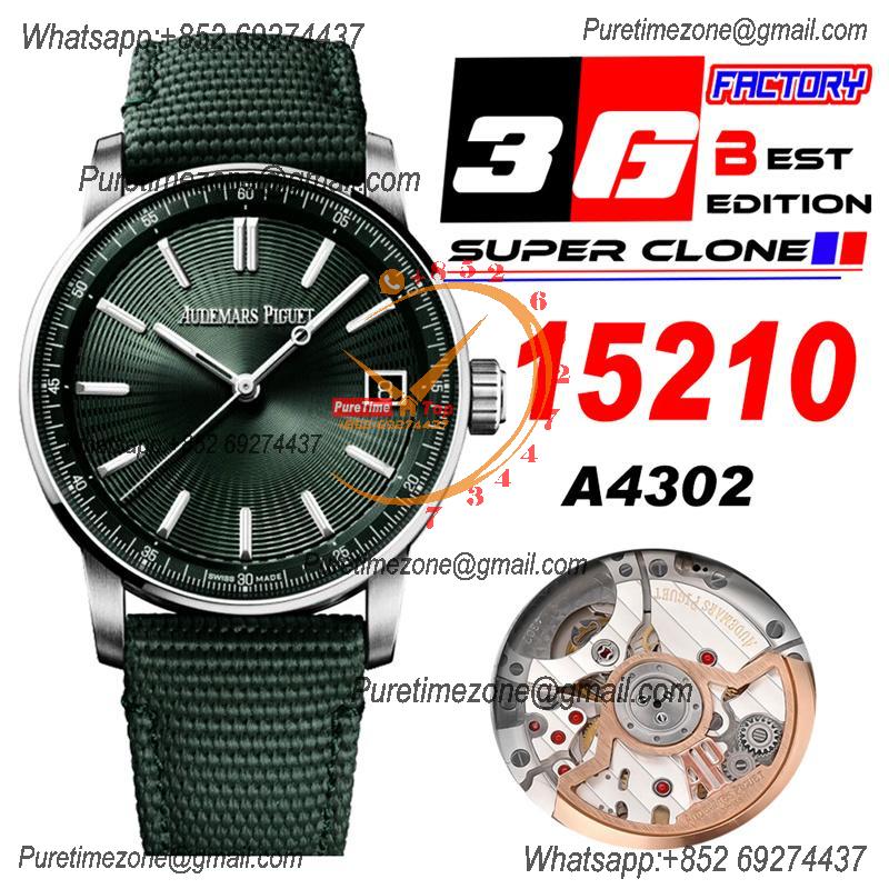 Code 11.59 15210 A4302 Automatic Mens Watch 3GF Best Edition 41mm SS Green Index Textured Dial Nylon Leather CHS