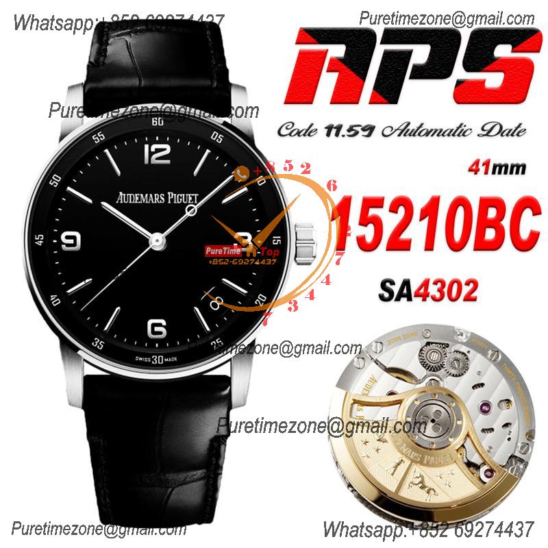 Code 11.59 15210BC SA4302 Automatic Mens Watch APSF Best Edition Steel Case Black Dial Leather Strap CHS