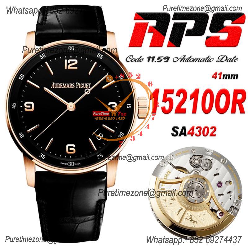 Code 11.59 15210BC SA4302 Automatic Mens Watch APSF Best Edition RG Black Dial Leather Strap CHS