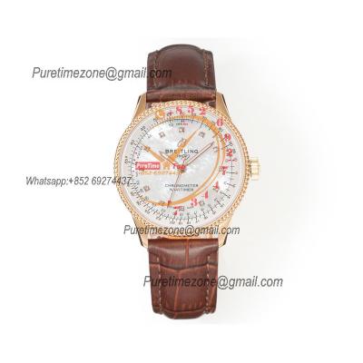 Navitimer Automatic 35 A2824 Automatic Womens Watch R17395211A1P1 Best Edition BLSF MOP Dial Brown Leather Ladies