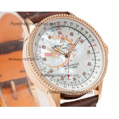 Navitimer Automatic 35 A2824 Automatic Womens Watch R17395211A1P1 Best Edition BLSF MOP Dial Brown Leather Ladies