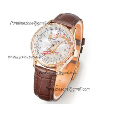 Navitimer Automatic 35 A2824 Automatic Womens Watch R17395211A1P1 Best Edition BLSF MOP Dial Brown Leather Ladies