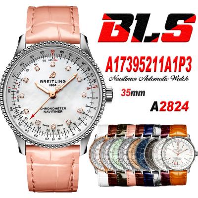 Navitimer Automatic 35 A2824 Automatic Womens Watch A17395211A1P3 Best Edition BLSF MOP Dial Pink Leather Ladies