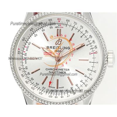 Navitimer Automatic 35 A2824 Automatic Womens Watch A17327211G1P1 Best Edition BLSF Silver Dial Red Leather Ladies