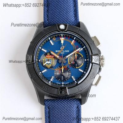 Avenger B01 Chronograph 44 A7750 Automatic Mens Watch SB01474A1C1X1 Best Edition BLSF DLC Black Dial Blue Leather CHS