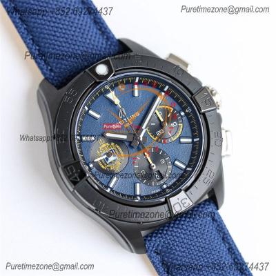 Avenger B01 Chronograph 44 A7750 Automatic Mens Watch SB01474A1C1X1 Best Edition BLSF DLC Black Dial Blue Leather CHS