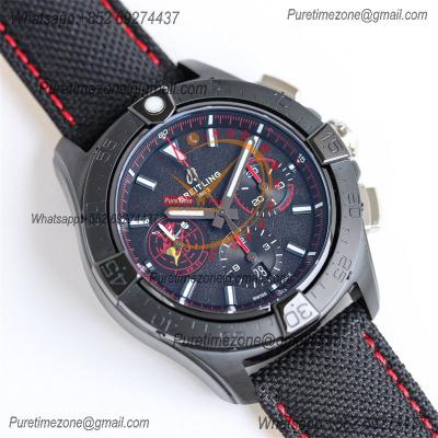 Avenger B01 Chronograph 44 A7750 Automatic Mens Watch SB01473A1B1X1 Best Edition BLSF DLC Black Dial Leather CHS