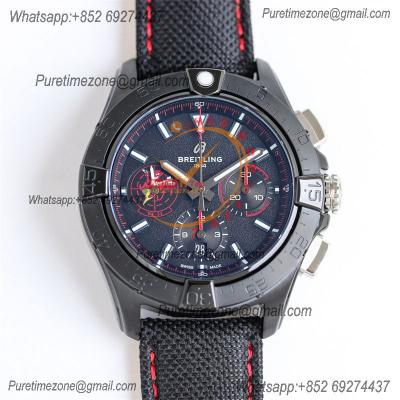 Avenger B01 Chronograph 44 A7750 Automatic Mens Watch SB01473A1B1X1 Best Edition BLSF DLC Black Dial Leather CHS