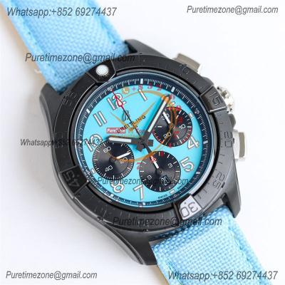 Avenger B01 Chronograph 44 A7750 Automatic Mens Watch SB0146101L1X1  Best Edition BLSF DLC Blue Dial Leather CHS