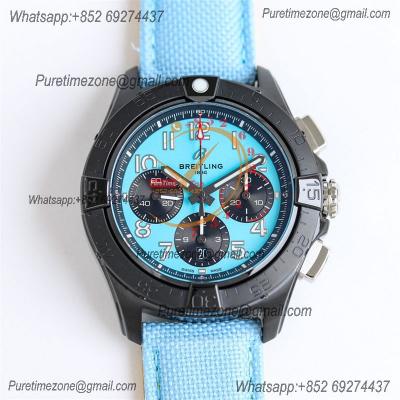 Avenger B01 Chronograph 44 A7750 Automatic Mens Watch SB0146101L1X1  Best Edition BLSF DLC Blue Dial Leather CHS