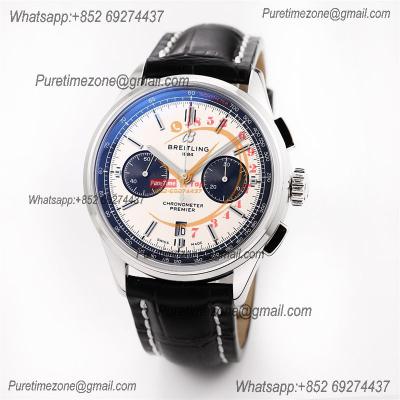 Premier B01 Chronograph 42 A7750 Automatic Mens Watch AB0118221G1P1 Best Edition GF V2 White Dial Leather CHS