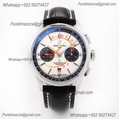 Premier B01 Chronograph 42 A7750 Automatic Mens Watch AB0118221G1P1 Best Edition GF V2 White Dial Leather CHS