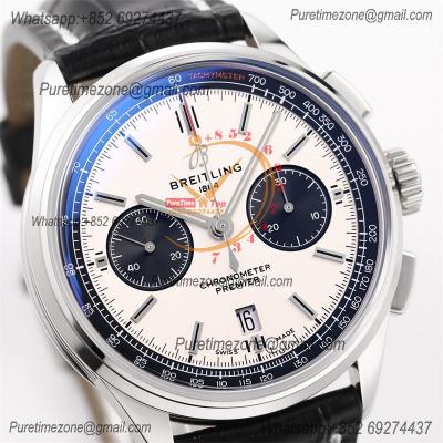 Premier B01 Chronograph 42 A7750 Automatic Mens Watch AB0118221G1P1 Best Edition GF V2 White Dial Leather CHS